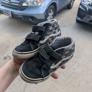 Vans Kids Black and Brown Checkered Sneakers